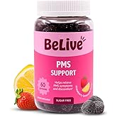 BeLive PMS Support Gummies Supplement – Helps Relieve PMS Symptoms – Hormonal Balance Mood Swings & Cramps Relief, Bloating Support – with Chaste Tree Extract - Strawberry Lemonade Flavor – 60 Count