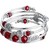 PEARL&CLUB Bead Crystal Wrap Bangle Bracelet - Fashion Jewelry Beaded Bracelet with Silver Metal, Gifts for Women