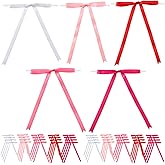 Twist Tie Bows Valentine's Day, 50 Pcs Satin Polyester Bows for Valentines Day Gift Bags Treat Bags Candy Bags, Pink Red Bows Ribbon Bows Pre-Tied Bow for Gift Wrapping Wedding Decoration (5 Colors)