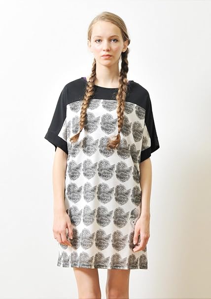 Amazon グラニフ Graniph ボートネック ワイド 半袖 ワンピース ニューヨーク キャット シルエット ブラック Lady F ワンピース チュニック 通販