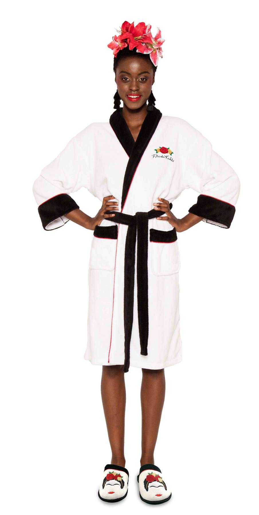 Groovy Frida Kahlo Minimalist Adult Ladies Robe, White, One size, 124021800