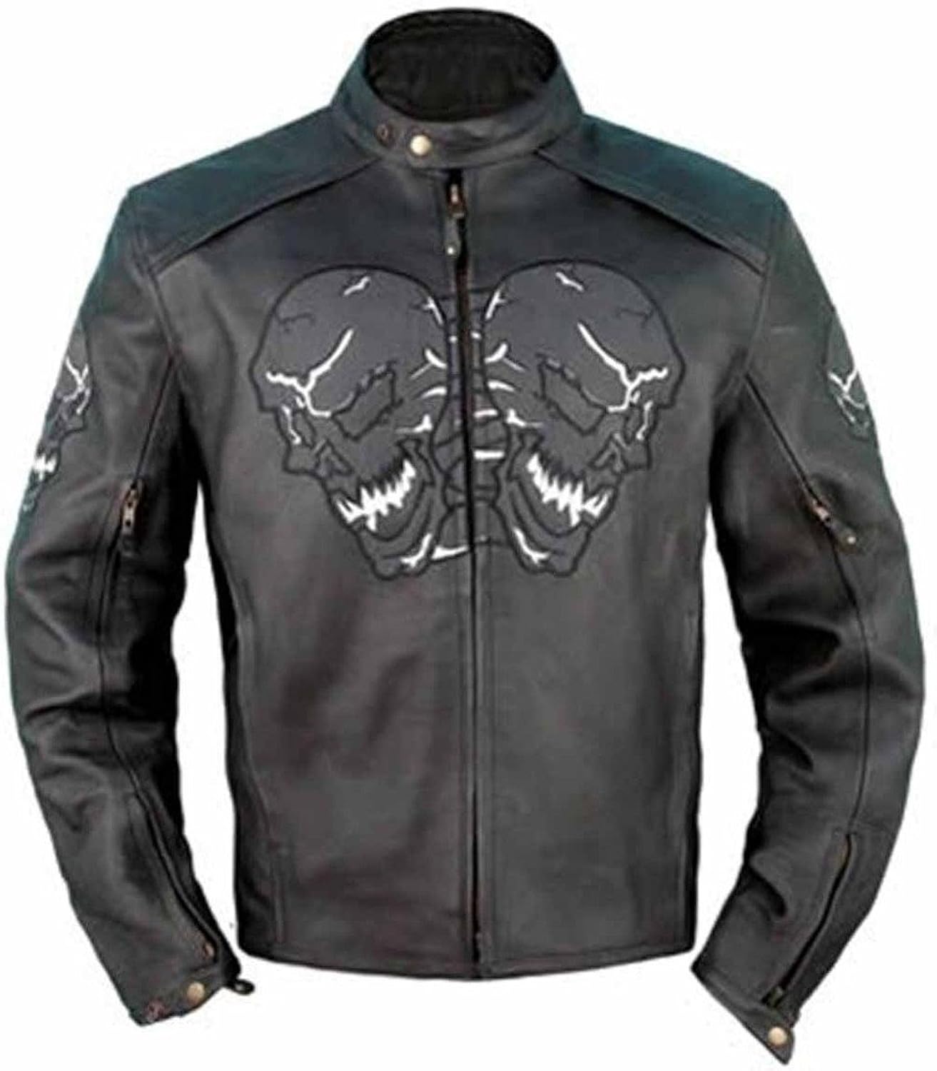 Mens Leather Reflective Skull Motorcycle Jacket Awesome Skulls