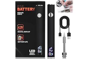 HMUTLHT 510 Threaded Battery Pen, 650mAh Cordless Thread Burner With LED Digital Display, 3 Gear Adjustable Voltages, Portable Rechargeable Welding Tools for Home Appliance Repair (Black)