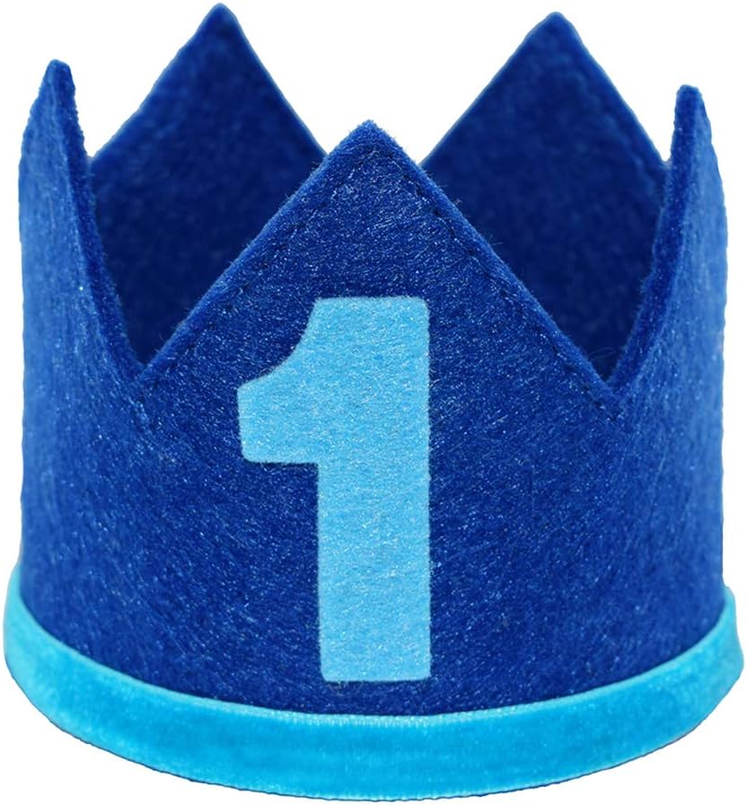 Classic Felt 1st Birthday Crown Hat Baby Boy Number 1 Headbands Prince Princess Cake Smash Photo Prop