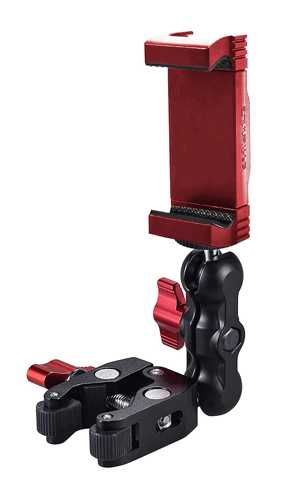 Precision Engineered Universal Clamp Mount with Ball Head Joints ~ For SmartPhones & Action Cameras ~ Home Recording ~ For Guitar Headstock, Tables, Gym & More