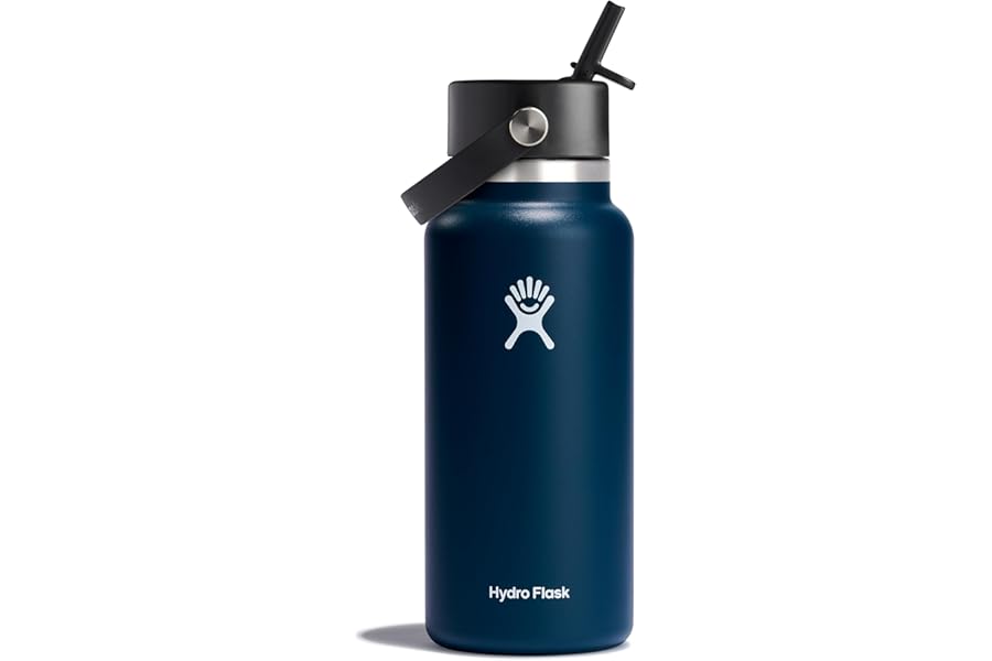 Hydro Flask 32 Oz Wide Flex Straw Cap Bottle - Insulated Stainless Steel - Wide Straw Lid, Non Spill, Leakproof in Indigo Book