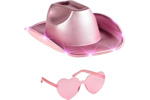 Funcredible Light Up Cowboy Hat and Glasses - Holographic Led Cowboy Hats for Women - Space Cowgirl Costume Outfit