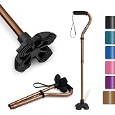 KINGGEAR Self Standing Walking Cane Quad Base for Seniors | Lightweight aluminum, foldable design, 31&ndash;36 in adjustable height, EVA offset handle, self-standing quad base