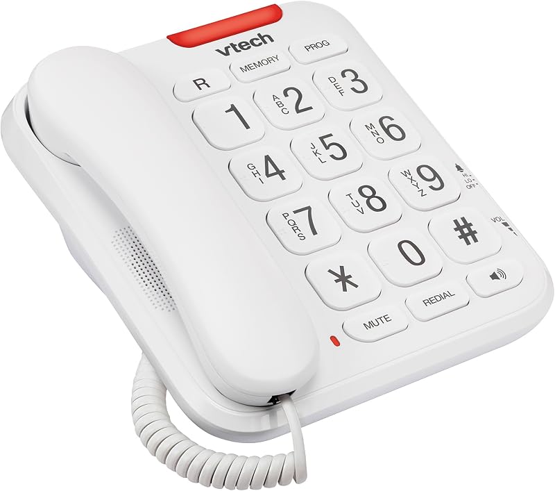 VTech CL1100 Corded Landline Phone with Big Button Visual Ring Indicator