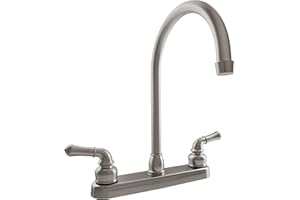 Dura Faucet DF-PK330HC-SN RV J-Spout Kitchen Sink Faucet (Brushed Satin Nickel)