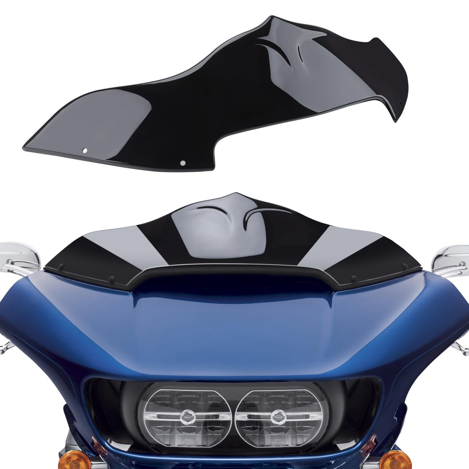 Photo 1 of Bravema 7 inch Windscreen Motorcycle Bat-Style Wave Windshield Fit for Harley Touring Road Glide 2015-2023   