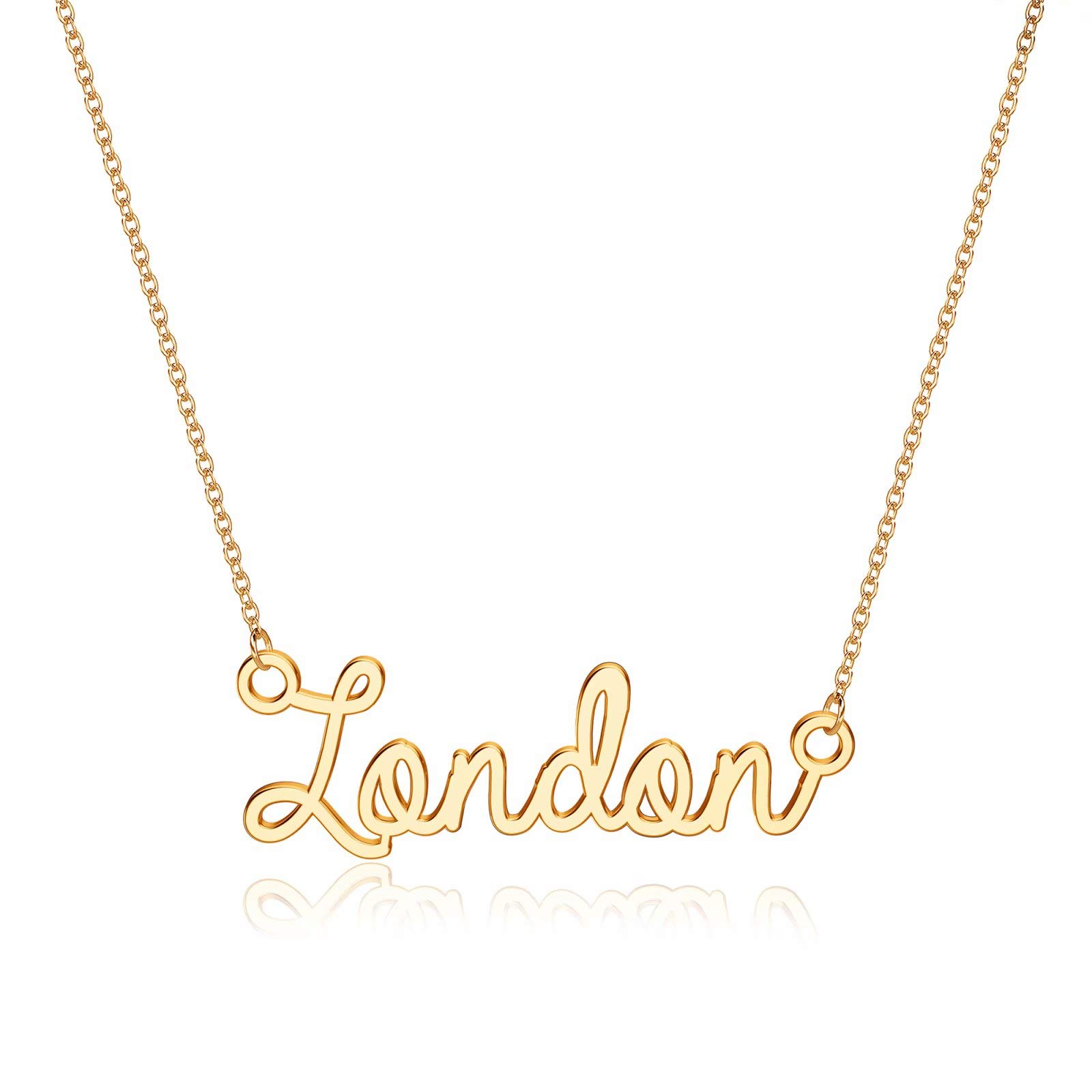 Turandoss London Necklace, 14K Gold Plated Name