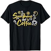 Sunshine and Coffee Summer Lover Doodle Design Men Women T-Shirt