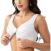 Numgug Daisy Bras for Older Women Comfort Soft Breathable Bra Wireless Front Closure Bras