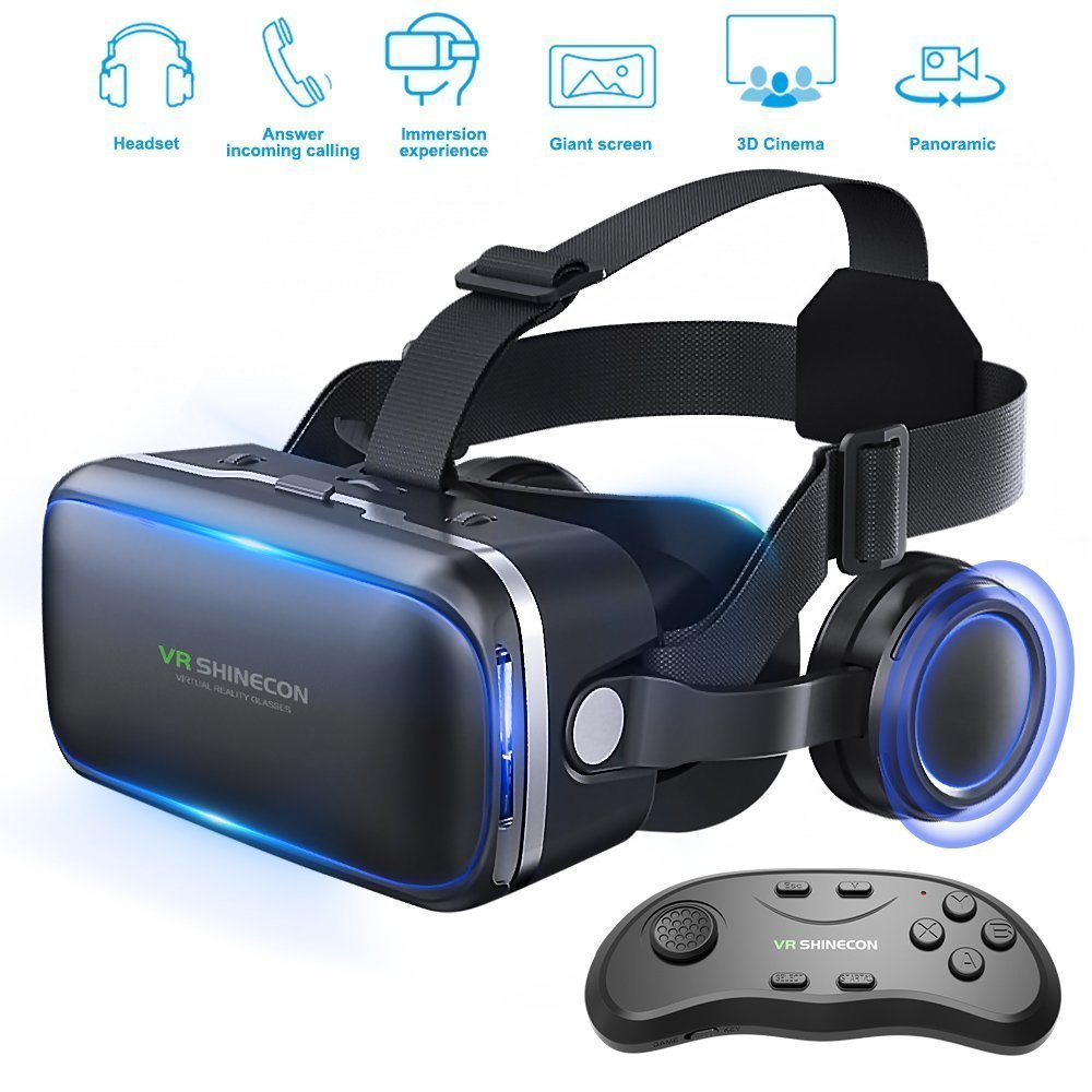 Honggu VR Shinecon VR Headset 3d Glasses Virtual Reality Headset for VR Games & 3D Movies Pack