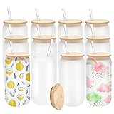 WHEATHUSK 12 Pack Sublimation Glass Cups Frosted