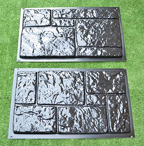 Betonex Sold 2 pcs PLASTIK MOLD CONCRETE PLASTER WALL STONE TILES FOR FORMS WALL #W24
