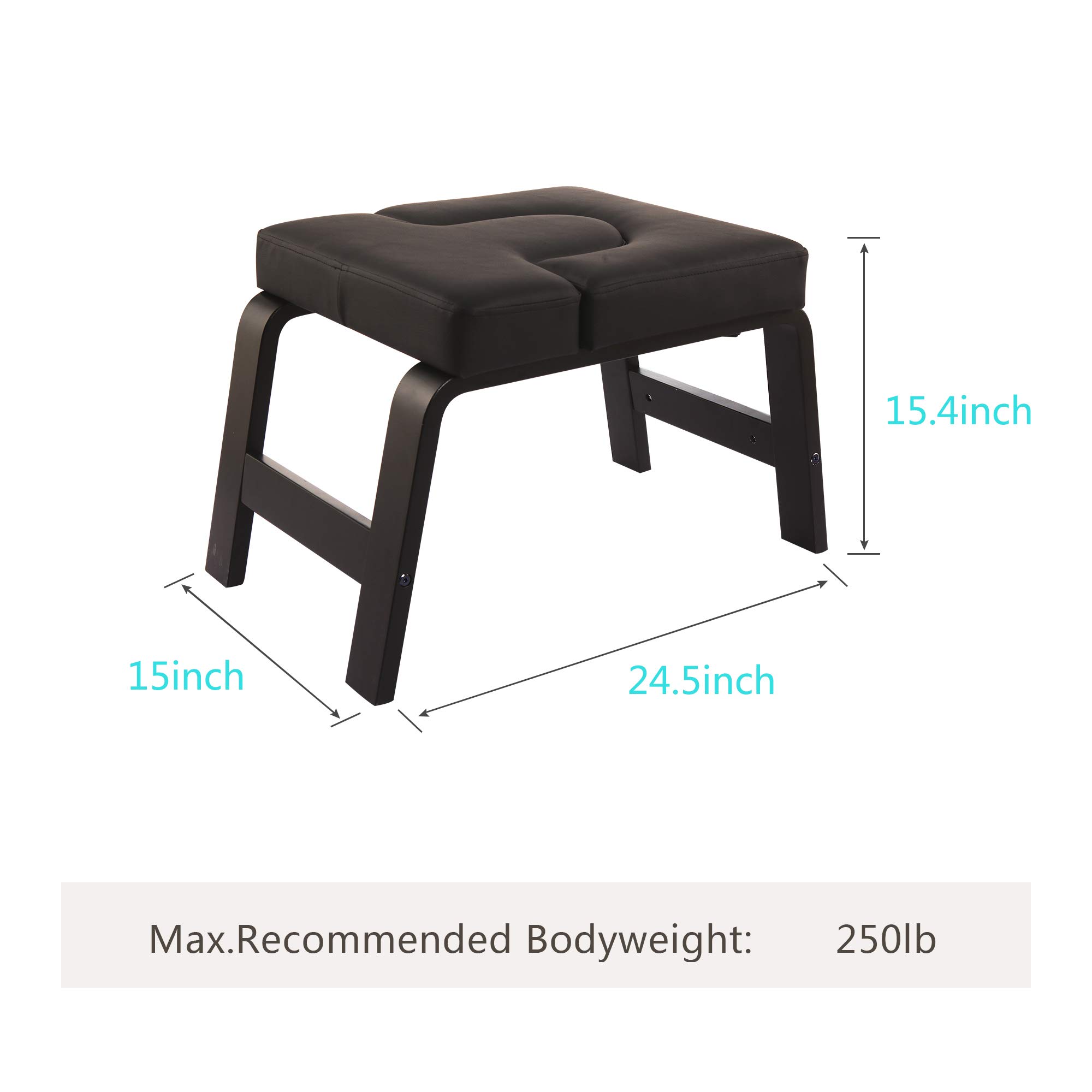 Restrial Life Yoga Headstand Bench- Stand Yoga Chair for Family, Gym - Wood and PU Pads - Relieve Fatigue and Build Up Body