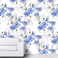 Wall Mural Flowers and Leaves Removable Self-Adhesive Wallpaper Wall Decoration for Bedroom Living Room - 66x96 inches