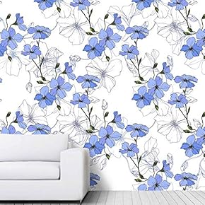 signwin Wall Mural Flowers and Leaves Removable Self-Adhesive...