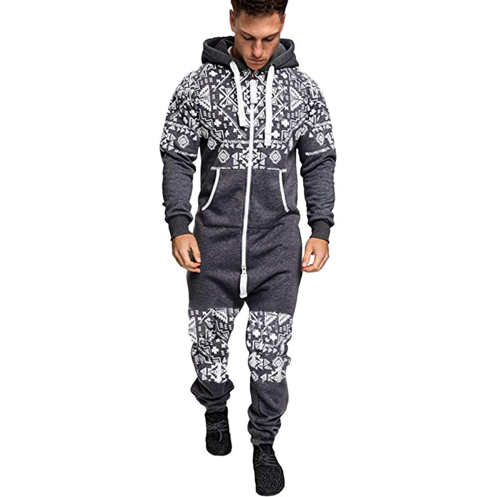 Christams 3d Printed Tracksuit Mens Onesies Full Zip Jumpsuit