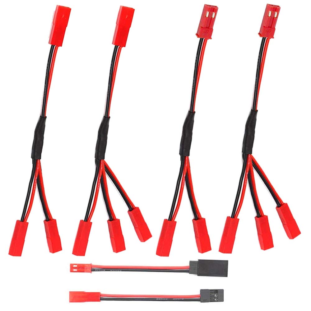 GTIWUNG 6PCS JST Plug Splitter JST Male Female Y Cable RC JST Y Parallel Adapter Harness JST to JR Adapter for Traxxas TRX-4 RC Car Crawler Truck Cooling Fan ESC Battery Motor