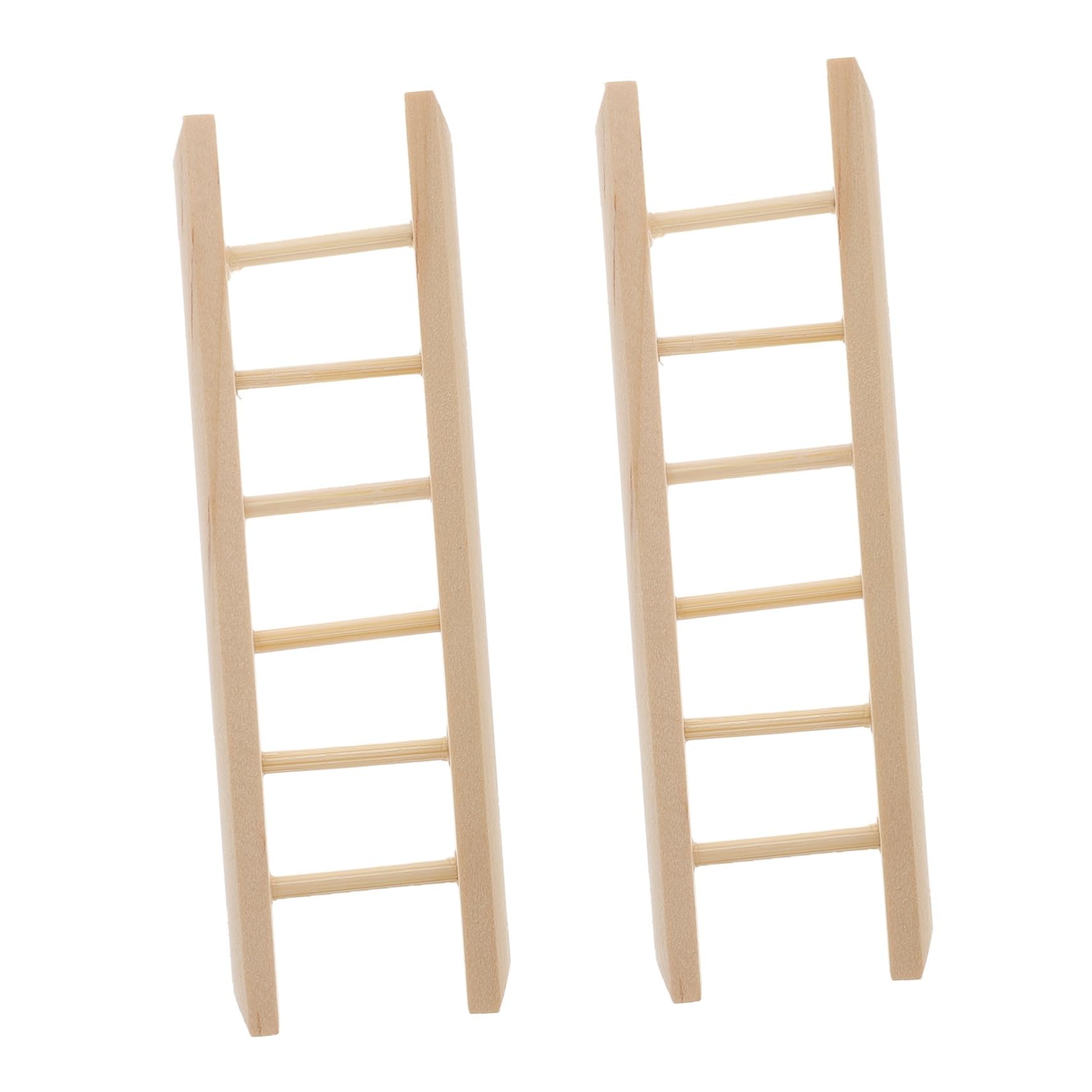 Photo 1 of Toyvian 2pcs Mini Ladder Pet Toy Mini Doll House ature Dollhouse Furniture Wood Ladder Tiny Figurine ature Decor Wood s Pocket Model Moss