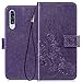 Halnziye Case for Samsung Galaxy A50, Magnetic Closure Soft TPU Flip Leather Wallet Phone Case with Kickstand Card Slots Designed for Samsung Galaxy A50 Cover - Purple