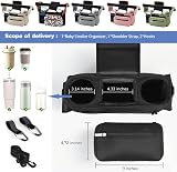 Tyuodna Baby Pram Bag Stroller Organiser with 2 Insulated Cup Holders Black view 6
