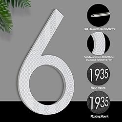 8 Inch Reflective Modern House Numbers, Address