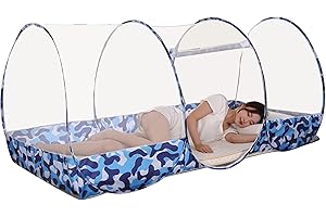 Tente à ouverture instantanée, filet de lit pliable portable (90 x 190 x 90 cm), abri de couchage d'extérieur léger pour enfa