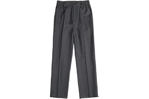 Zzalalana Boys Dress Pants Straight Leg Pleated Suit Pants Youth Kids School Uniform Pants with Pockets 3-17 Years