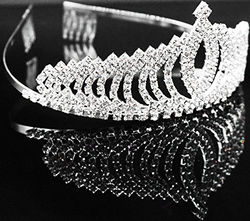 Vinida Crystal Tiara Crown Headband for Wedding Prom Bridal Birthday (Sliver)
