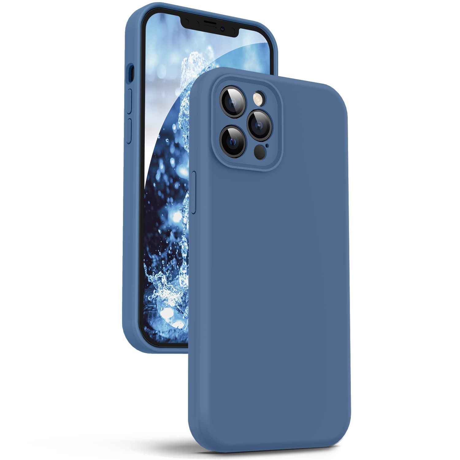 Supdeal Liquid Silicone Case for iPhone 12 Pro Max, [Camera Protection] [Anti Fingerprint] [Wireless Charging] 4 Layer Phone Case Protective Cover, Built-in Microfiber Case Cover, 6.7", Blue — image 1