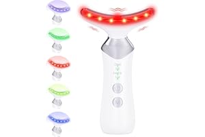 Complete Facial Spa Machine Red Light Therapy Device - RRZIOM 5 Colors LED Red Light Skin Neck Facial Massager for Face and N