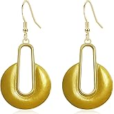 JNONL Vintage Tribal Geometry Gold Hollow Lightweight Hook Earrings Ethnic Lock Disc Simplicity Hyperbole Dangle Drop Earrings For Women Jewelry Gift