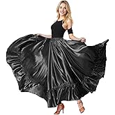 Baisdan Dance Skirt for Women, Flamenco & Belly Dance Skirt, Long Satin Spanish Folk Costume, Halloween Costume