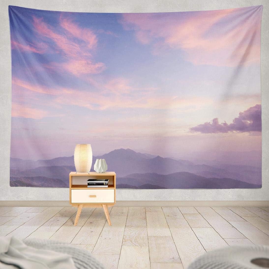 Amazon Com Nature Landscape Kjong Decorative Tapestry Purple Sky Mountains And Clouds Pastel Scenery 60x80 Inches Wall Hanging Tapestry For Bedroom Living Room Everything Else