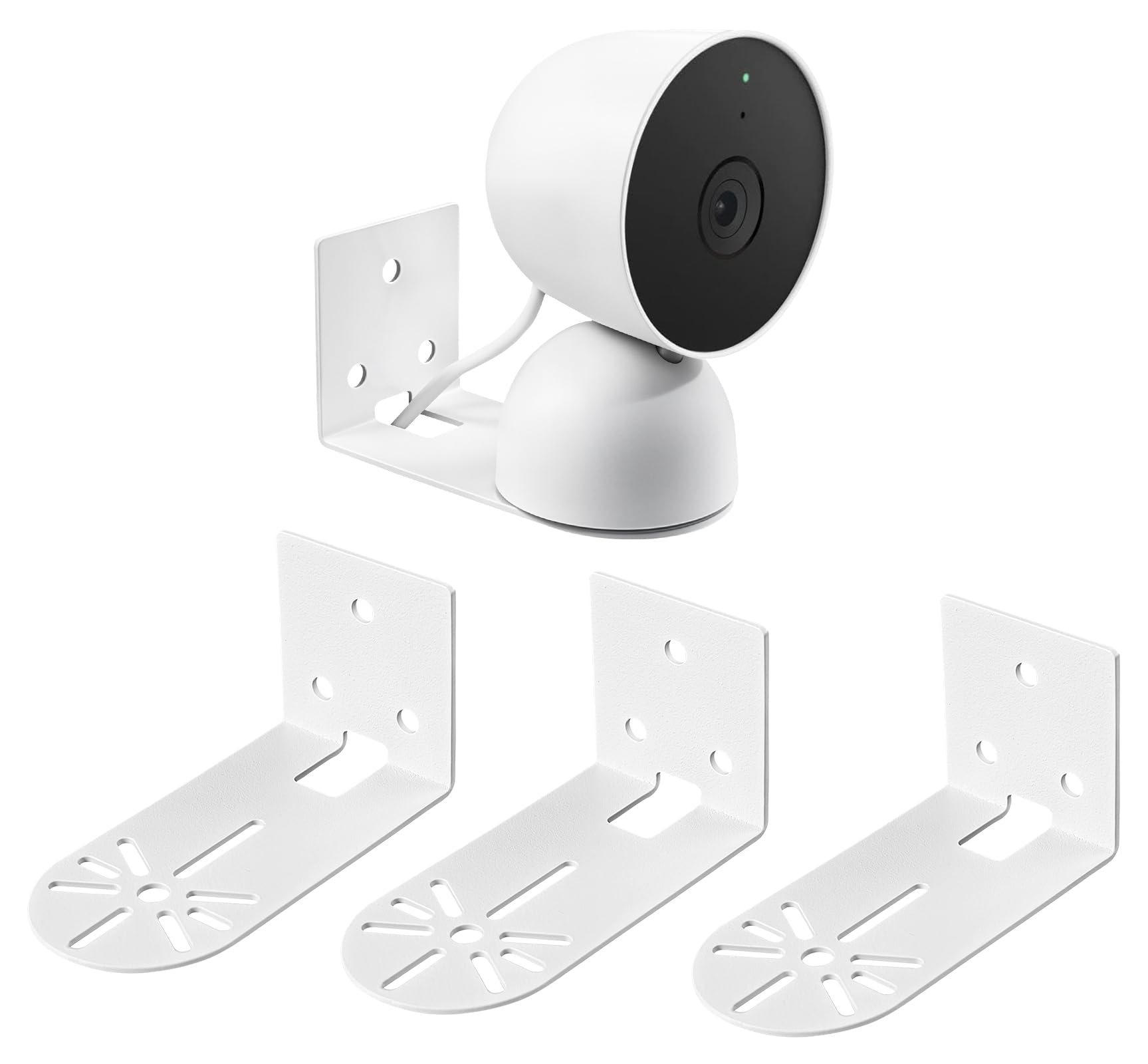 Photo 1 of 3 Pack Adhesive Metal Nest Camera Mount fits for Google Indoor Nest Security Cam 2nd Generation Wired, Adjustable Wall Mount Camera Bracket Holder for Optimal Viewing Angles, White