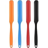 4-Piece Silicone Jar Spatula Set - Long Handle Nonstick Tool for Peanut Butter, Jam, Cake Decorating | Batter Mixing Blade, F