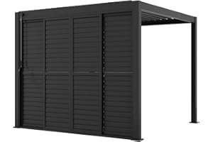 Mirador Accessory - 10' Sliding Louver Door for Mirador Pergola 111 Series, 4 Panels Detachable Moveable Door, Sun Shade Privacy Door, Charcoal, not pergola