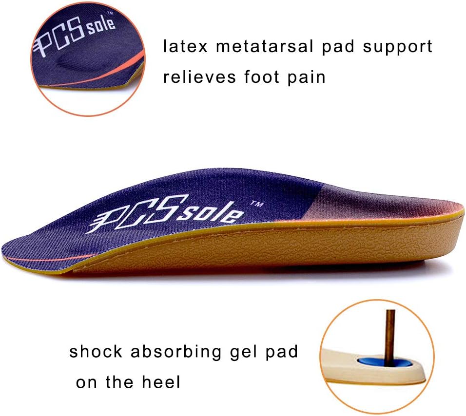 PCSsole 3/4 Length Comfort Orthotic Inserts for Flat Feet,Plantar Fasciitis, Bone Spur,Arch Support for Men and Women-Walking, Standing ((L:(Men9-11/Women10-12))): Health & Personal Care