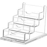 NIUBEE Clear Business Cards Holders 4 Tier Acrylic Card Holder for Business Cards, 4 Slots Business Card Display for Desk Counter, 300 Card Capacity, 1 Pack