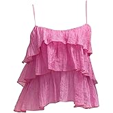 GORGLITTER Women's Layered Ruffle Cami Tops Sleeveless Spaghetti Strap Babydoll Going Out Top Trendy 2025