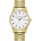 Caravelle by Bulova Men's Traditional Quartz Stainless Steel 3-Hand Date Quartz Watch with Expansion Band, 40mm