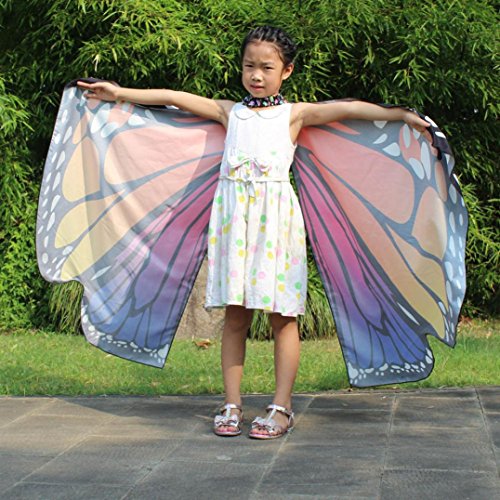 Monarch Butterfly Wings,Kemilove Prop Soft Fabric Butterfly Wings Shawl Fairy Ladies Nymph Pixie Costume Accessory (Kid,136108CM, Hot pink) - Thumbnail 5