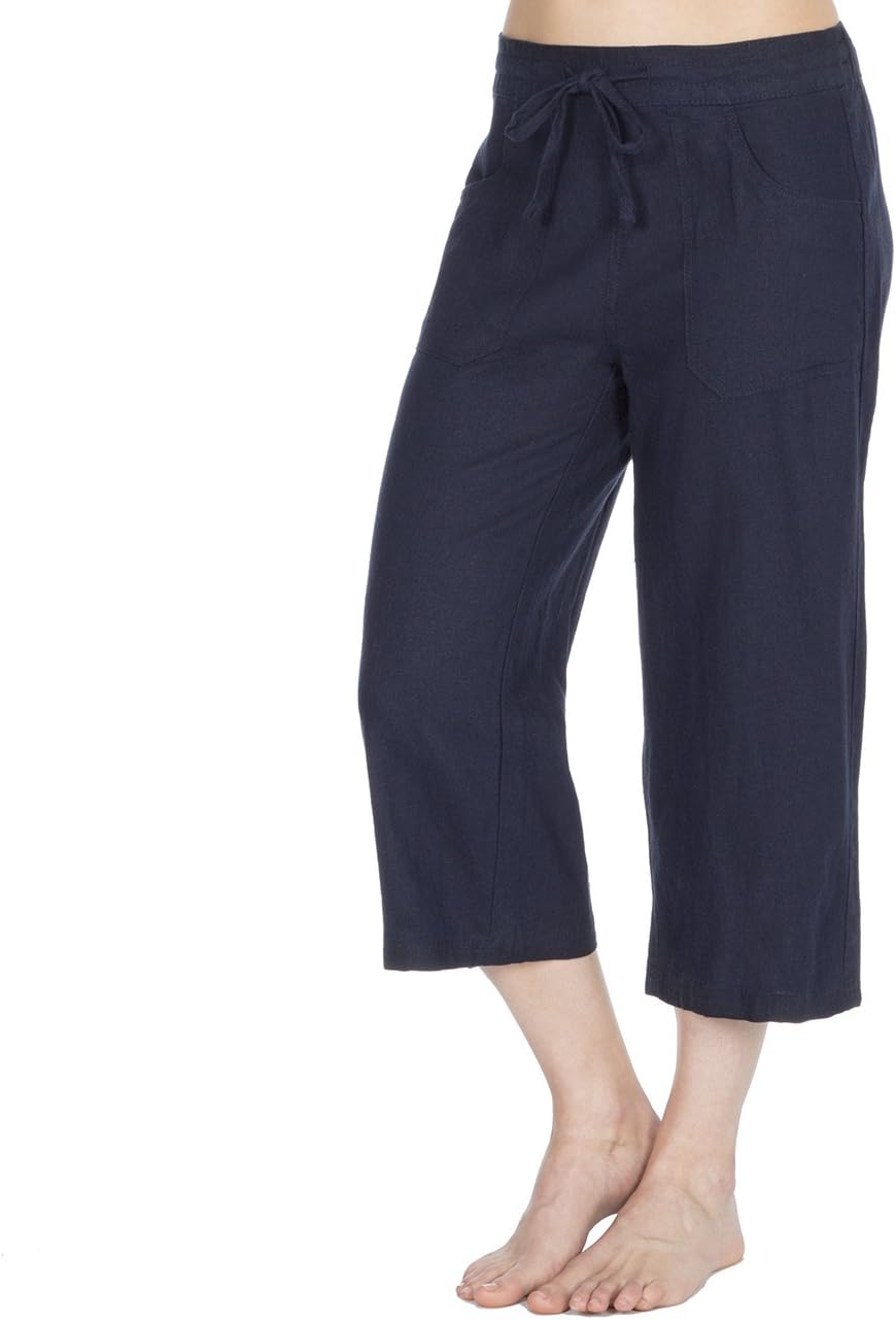 Womens 3/4 Capri Pants Cropped Elasticated Trousers Sizes 10-14