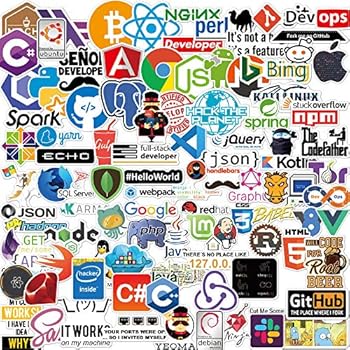 100 PCS New Version DEV Stickers of Front-end dev,Back-end Languages for Developers, Coders, Programmers, Hackers, Geeks, and Engineers