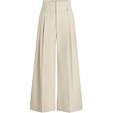 PRETTYGARDEN Womens Spring Wide Leg Palazzo Pants 2026 Trendy Loose Button High Waist Pleated Work Business Casual Trousers