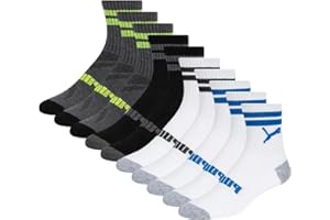 Puma Boys Low Crew Socks, 10 pairs, Kids Size 9-3.5